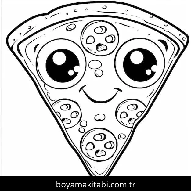 Pizza boyama sayfası – çocuk aktivitesi, PDF indir