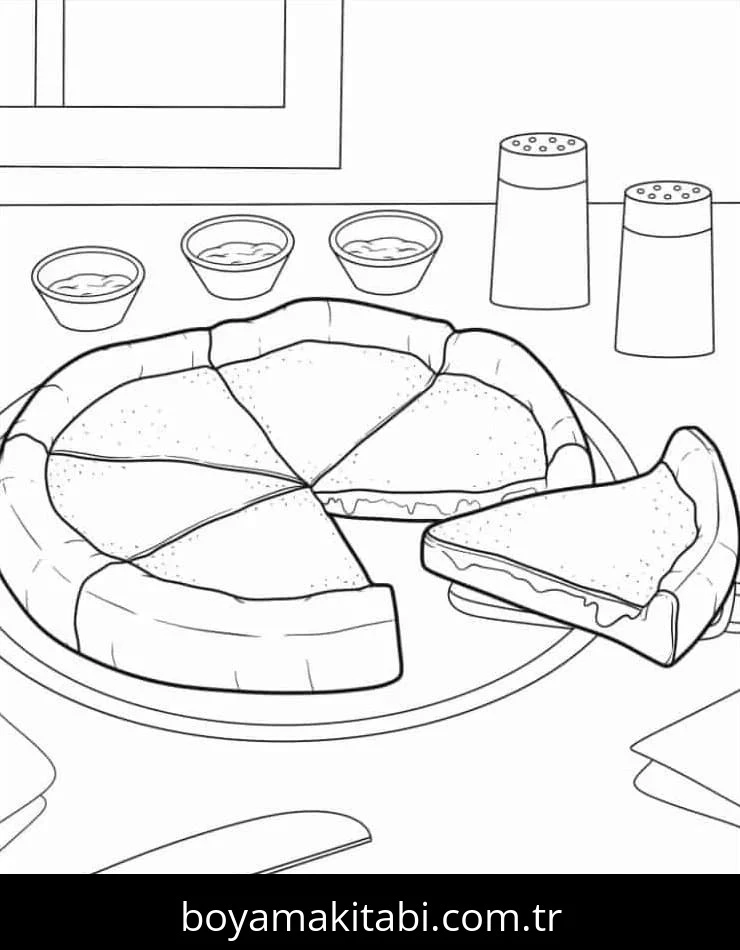 Pizza boyama sayfası – yaratıcılık, eğlenceli etkinlik