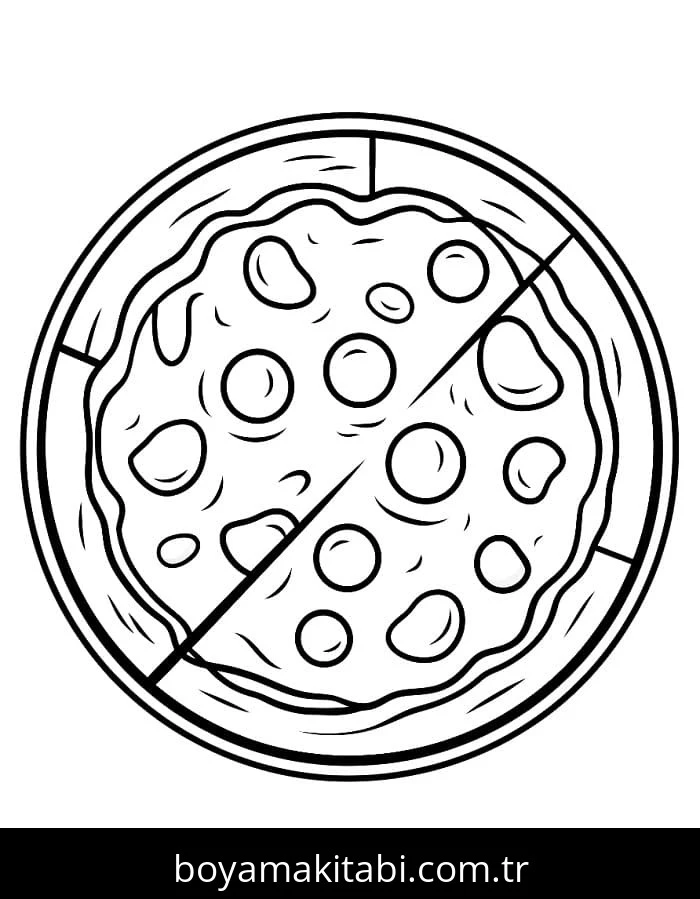 Pizza boyama sayfası – eğlenceli etkinlik, el becerilerini geliştirir