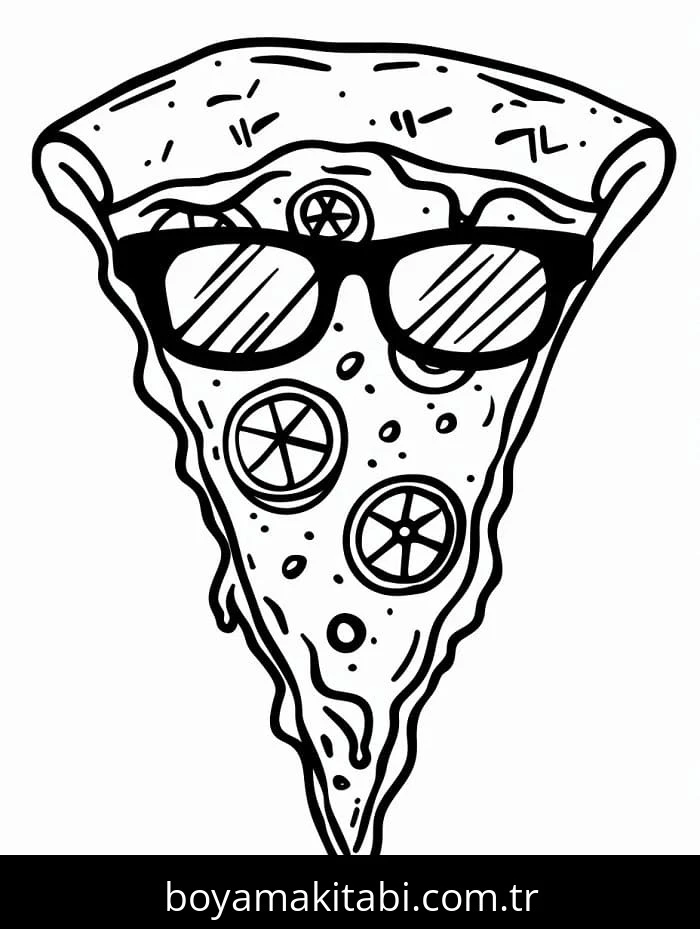 Pizza boyama sayfası – çizgi film temalı, basit çizim