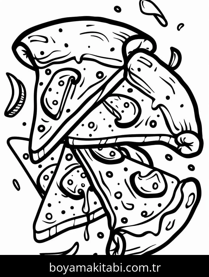 Pizza boyama sayfası – evde etkinlik, ücretsiz yazdır