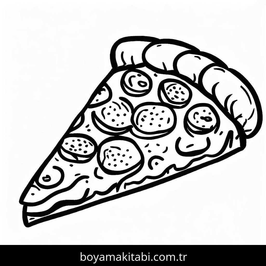 Pizza boyama sayfası – basit çizim, kolay boyama