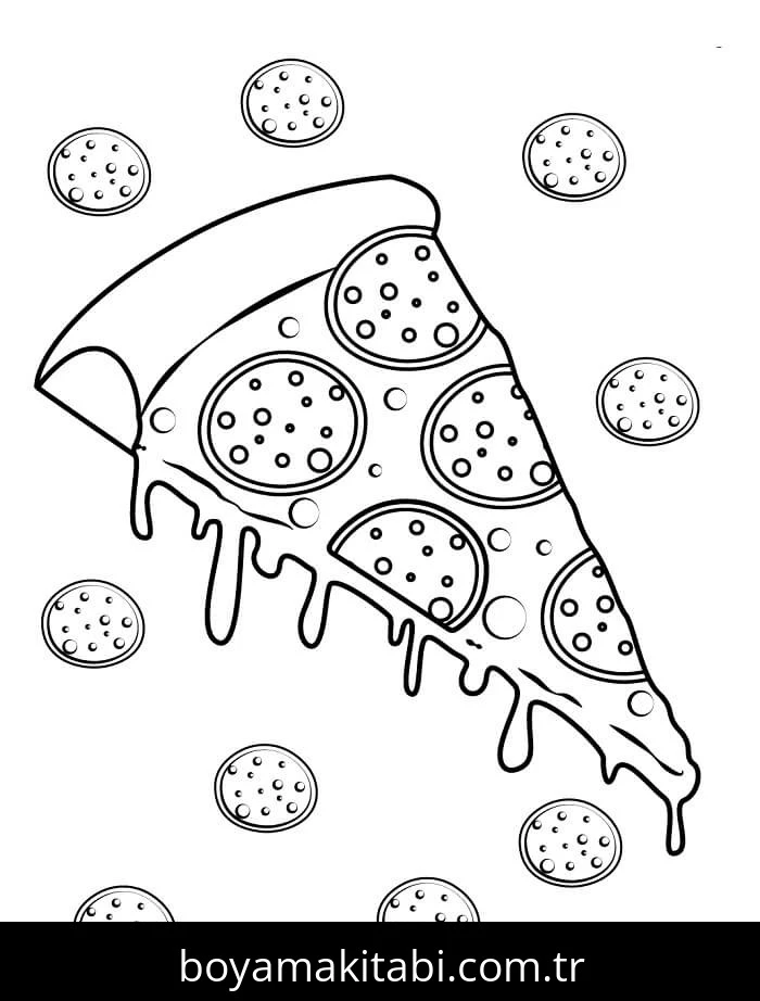 Pizza boyama sayfası – renkli çizimler, okul öncesi