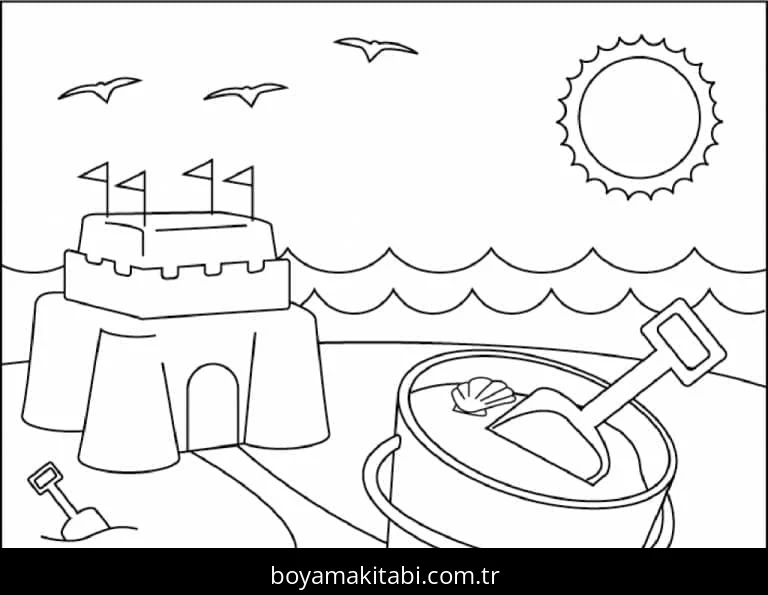 Plaj boyama sayfası – ücretsiz yazdır, boyama etkinliği