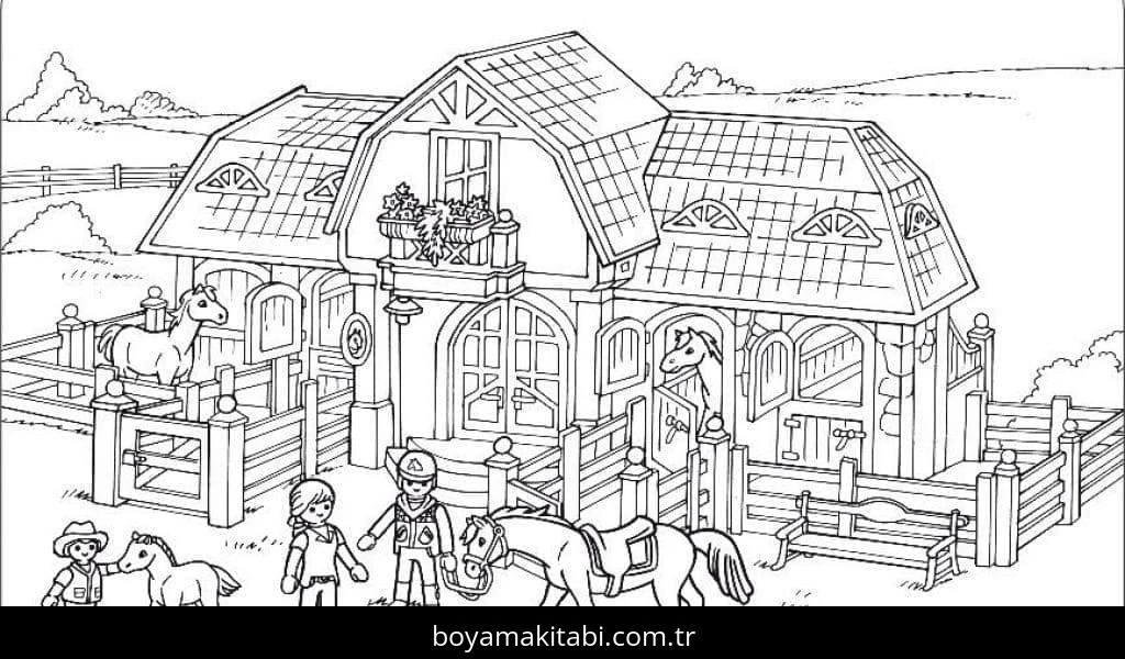 Playmobil boyama sayfası – çocuk aktivitesi, PDF indir