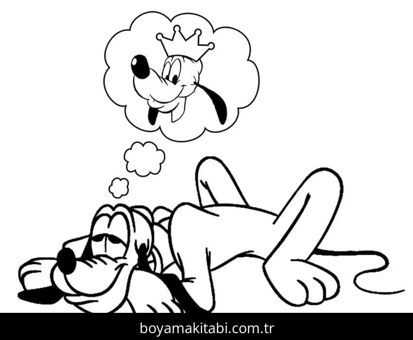 Pluto boyama sayfası – sevimli karakter, sanatsal çalışma