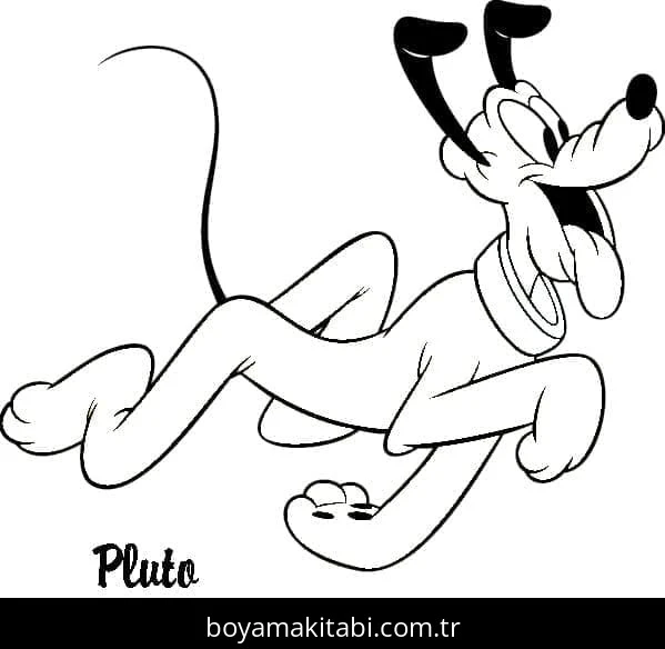 Pluto boyama sayfası – PDF indir, sevimli karakter