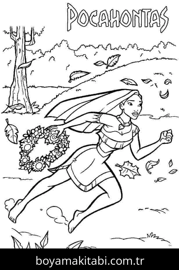 Pocahontas boyama sayfası – okul öncesi, evde etkinlik