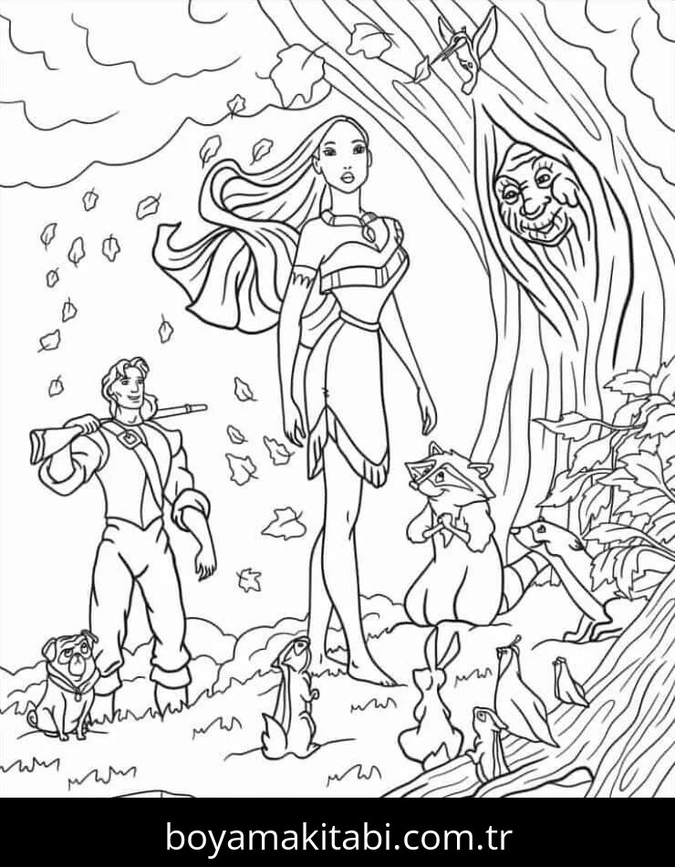 Pocahontas boyama sayfası – keyifli zaman, renkli çizimler