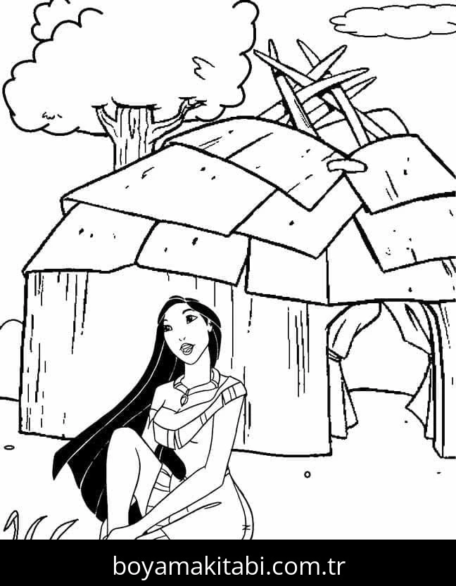 Pocahontas boyama sayfası – sanatsal çalışma, çocuklar için