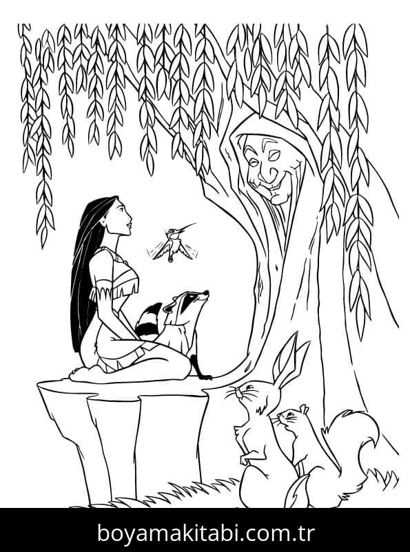 Pocahontas boyama sayfası – boyama etkinliği, çocuk aktivitesi