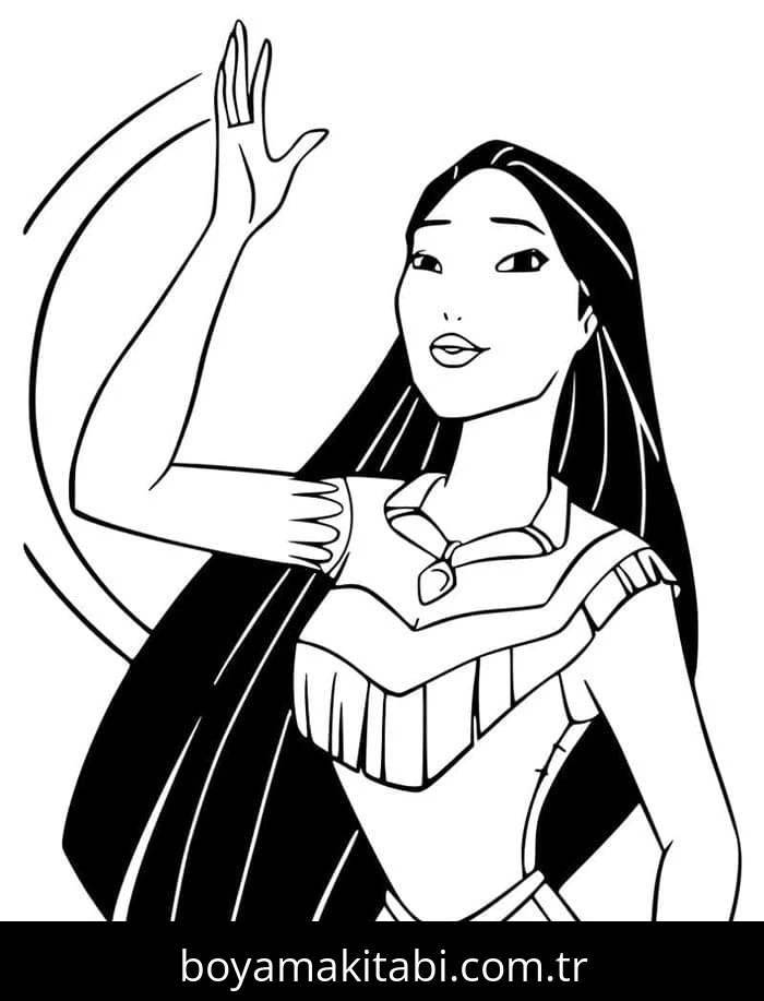 Pocahontas boyama sayfası – keyifli zaman, renkli çizimler