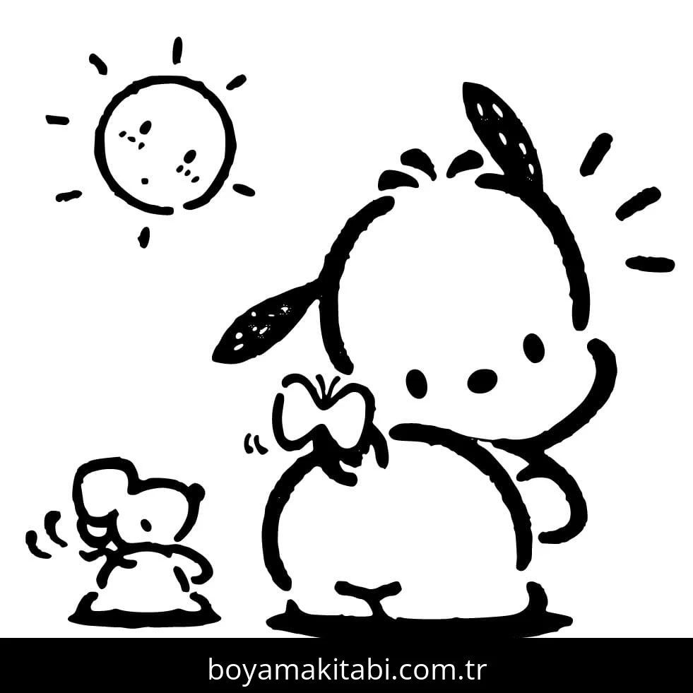 Pochacco boyama sayfası – çocuk aktivitesi, PDF indir