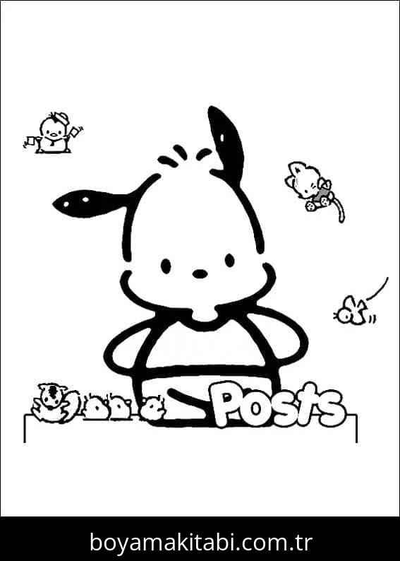 Pochacco boyama sayfası – kolay boyama, eğitici aktivite