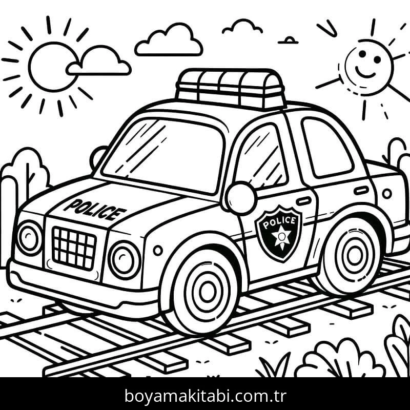 Polis Arabası boyama sayfası #129 – okul öncesi, evde etkinlik