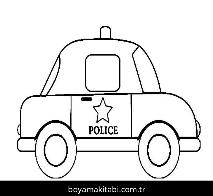 Polis Arabası boyama sayfası #134 – el becerilerini geliştirir, boyama çalışması
