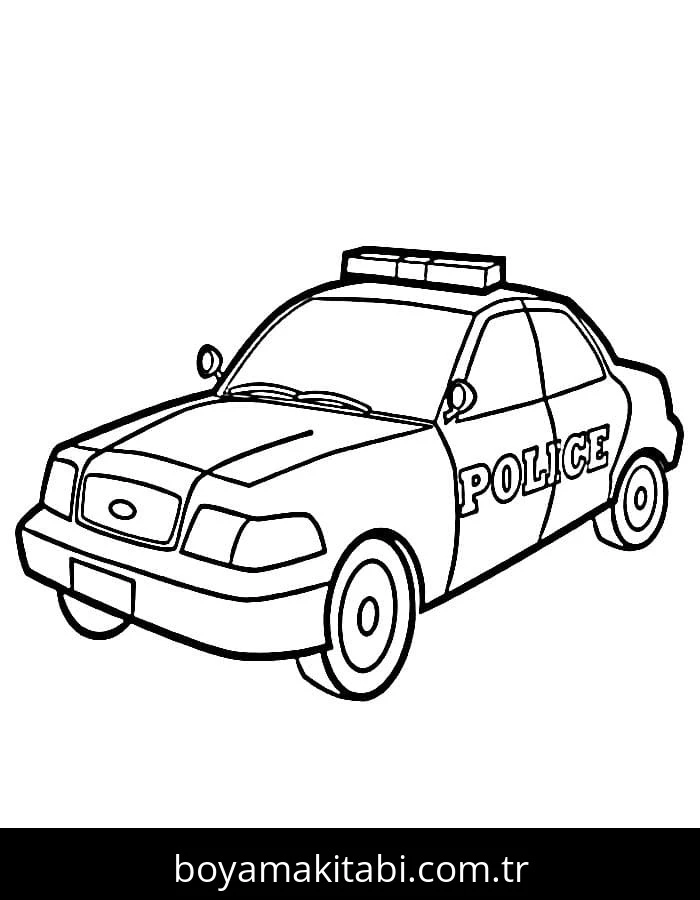 Polis Arabası boyama sayfası #149 – dikkat ve odaklanma geliştirir, A4 baskıya uygun