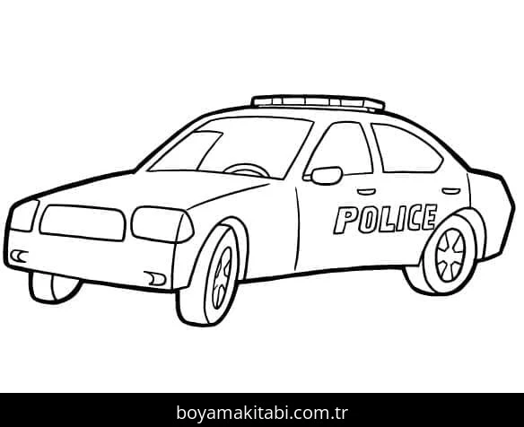 Polis Arabası boyama sayfası #150 – motor becerileri destekler, mürekkep tasarrufu sağlar