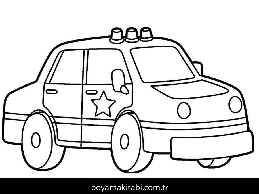 Polis Arabası boyama sayfası #152 – renk bilgisini öğretir, günlük etkinlik önerisi