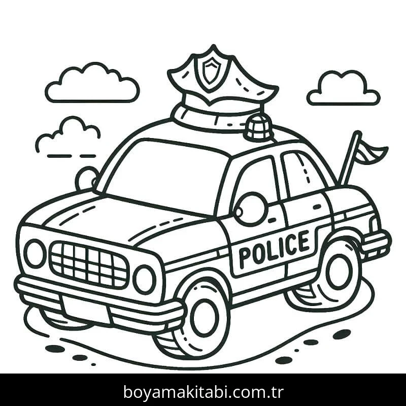 Polis Arabası boyama sayfası #157 – mürekkep tasarrufu sağlar, PDF indir