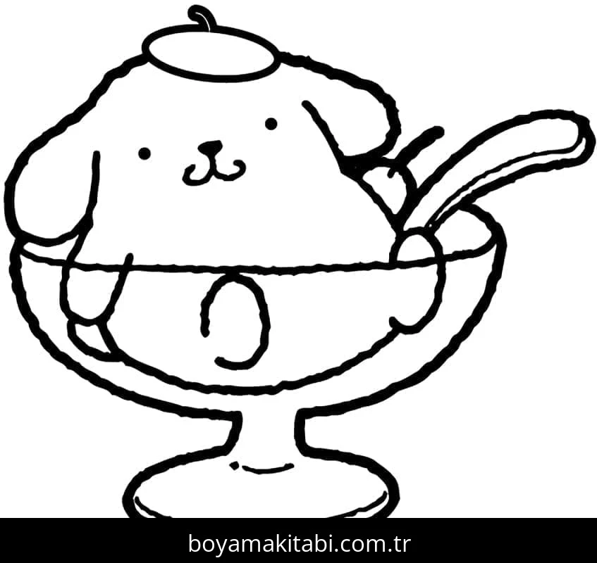 Pompompurin boyama sayfası – sevimli karakter, sanatsal çalışma