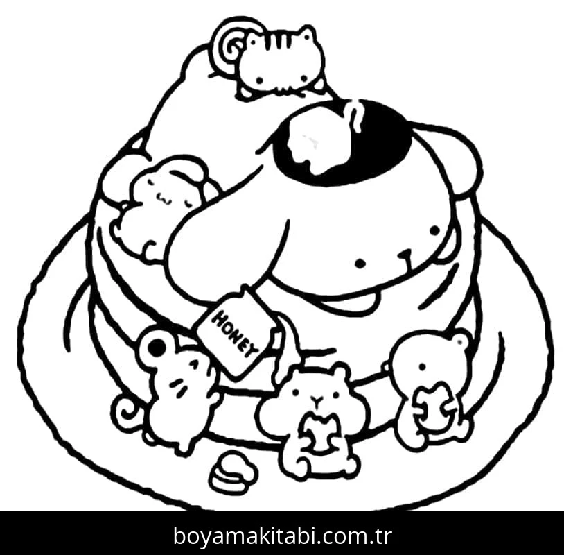 Pompompurin boyama sayfası – basit çizim, kolay boyama