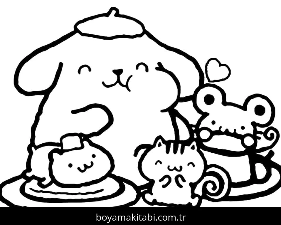 Pompompurin boyama sayfası – PDF indir, sevimli karakter