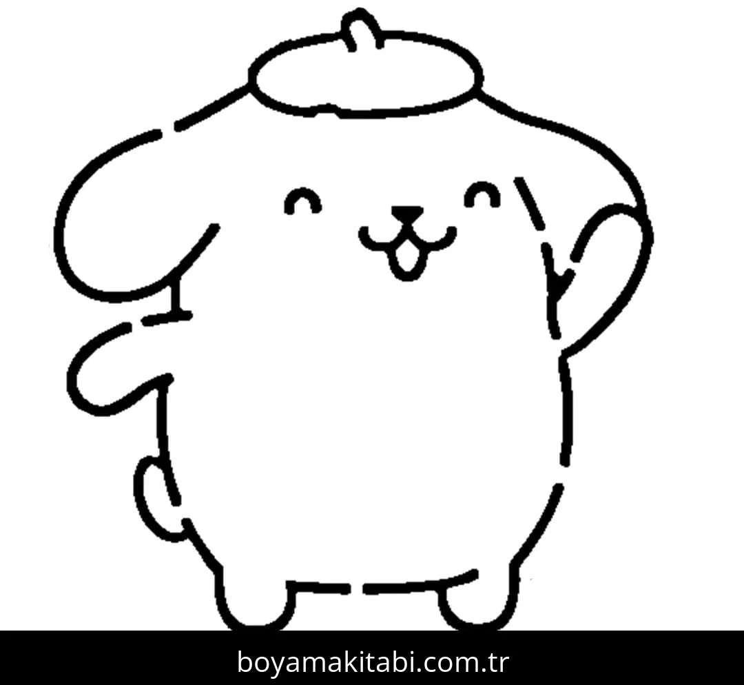 Pompompurin boyama sayfası – sevimli karakter, sanatsal çalışma
