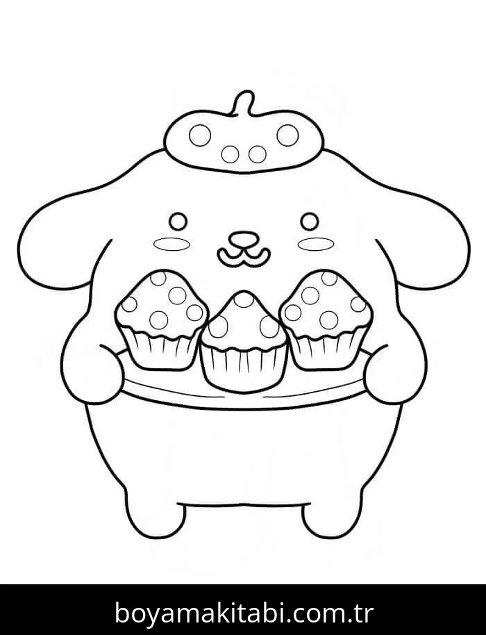 Pompompurin boyama sayfası – çizgi film temalı, basit çizim