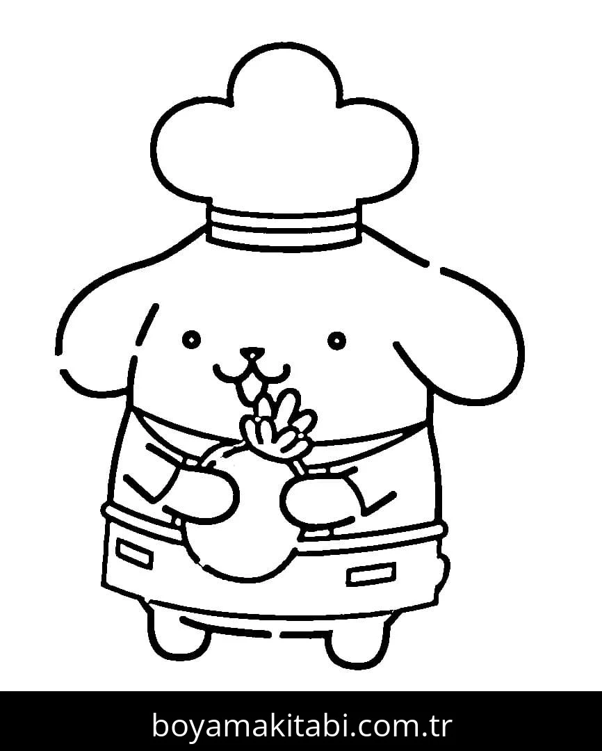 Pompompurin boyama sayfası – el becerilerini geliştirir, boyama çalışması