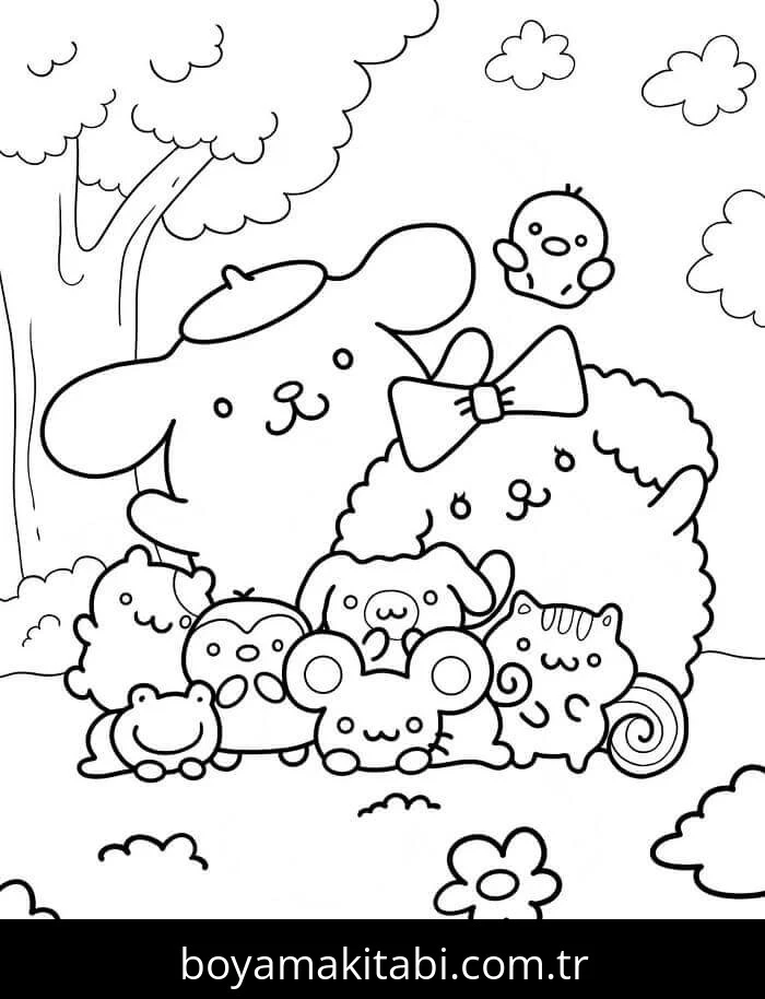 Pompompurin boyama sayfası – çocuk aktivitesi, PDF indir