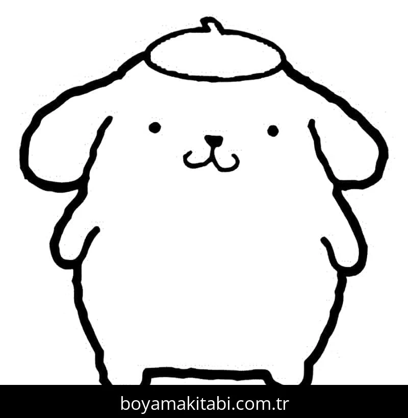 Pompompurin boyama sayfası – basit çizim, kolay boyama