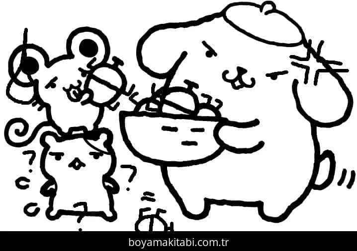 Pompompurin boyama sayfası – boyama çalışması, yaratıcılığı geliştirir