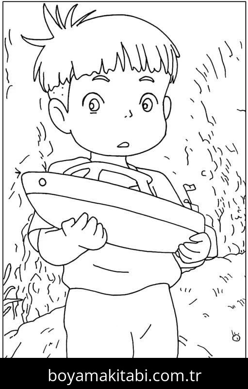 Ponyo boyama sayfası – eğlenceli etkinlik, el becerilerini geliştirir