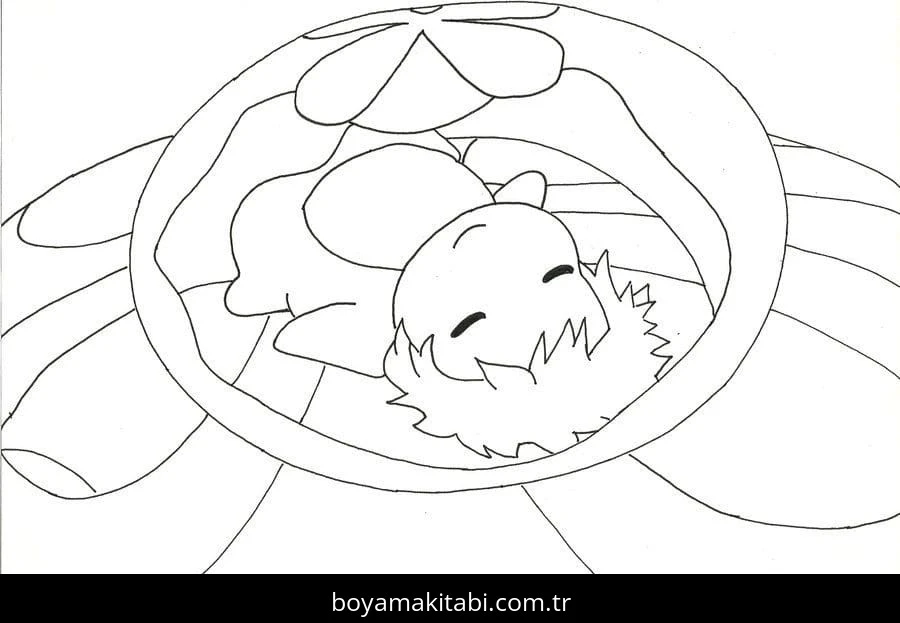 Ponyo boyama sayfası – okul öncesi, evde etkinlik