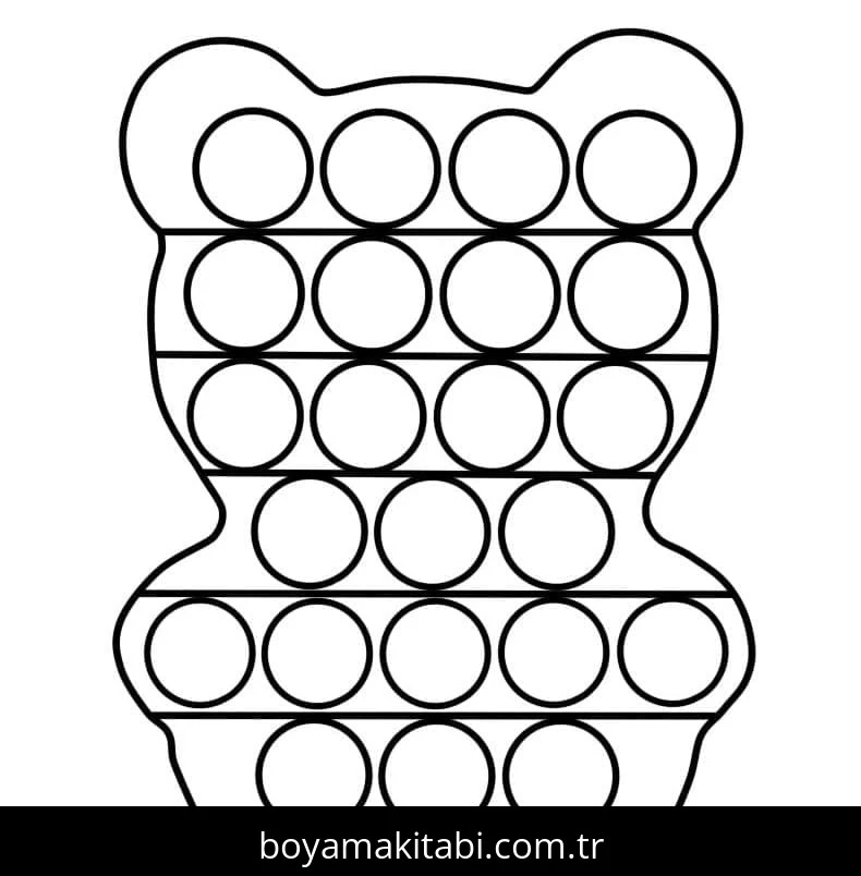 Pop It boyama sayfası – PDF indir, sevimli karakter