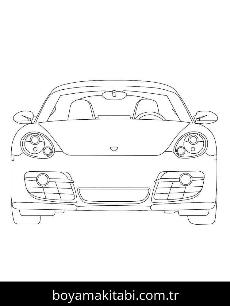 Porsche boyama sayfası – eğitici aktivite, yaratıcılık