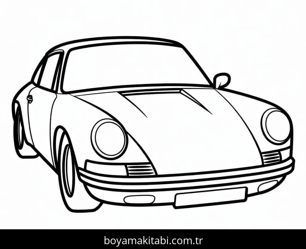 Porsche boyama sayfası – el becerilerini geliştirir, boyama çalışması