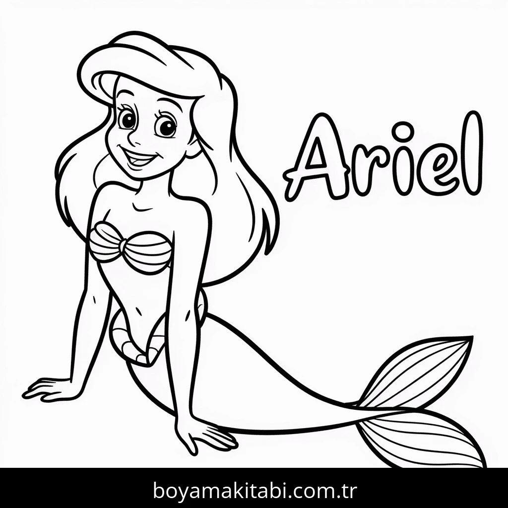 Ariel boyama sayfası – sanatsal çalışma, çocuklar için