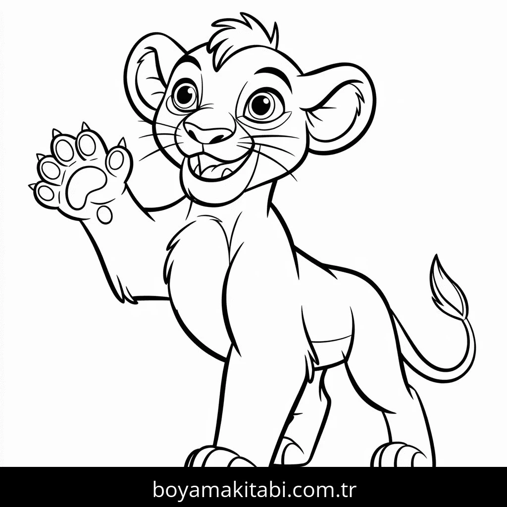 Aslan boyama sayfası – PDF indir, sevimli karakter