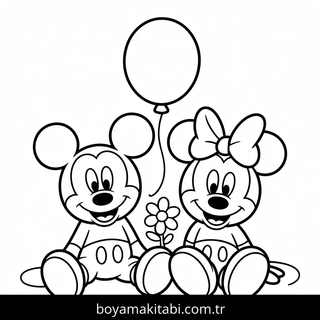 Mickey boyama sayfası – PDF indir, sevimli karakter