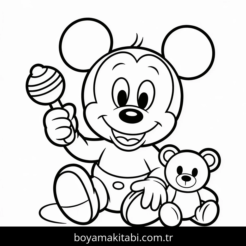 Mickey boyama sayfası – keyifli zaman, renkli çizimler
