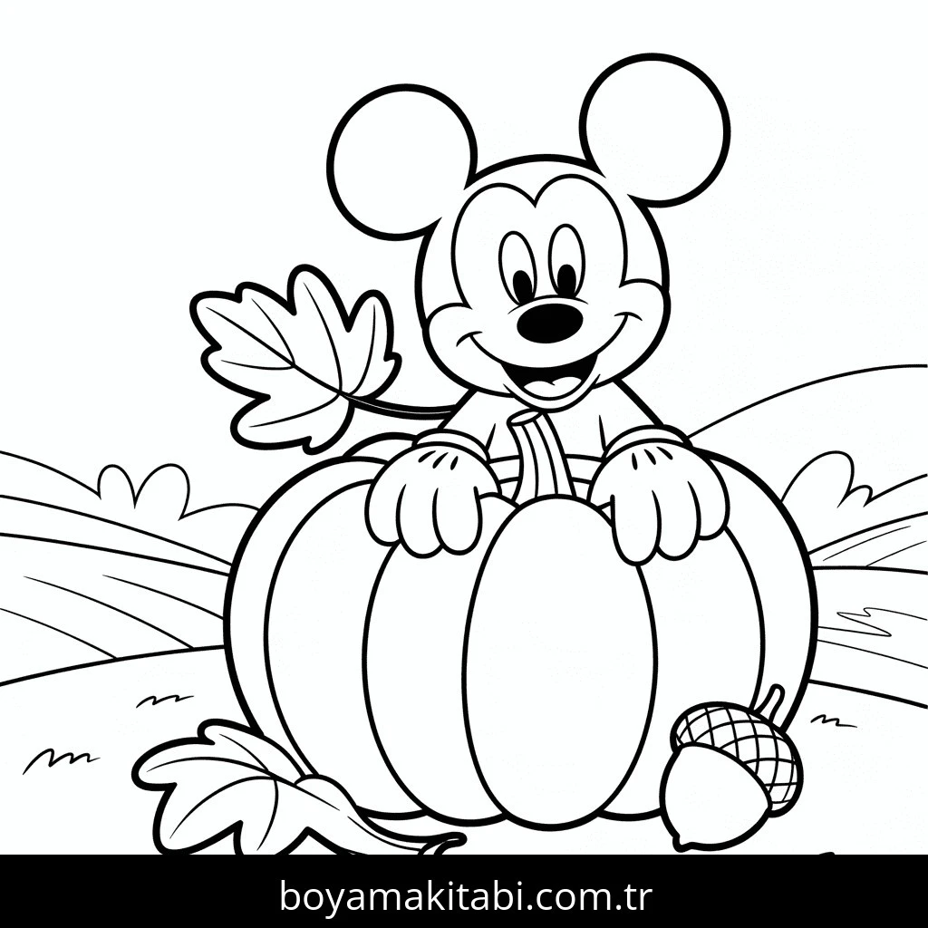 Mickey boyama sayfası – renkli çizimler, okul öncesi