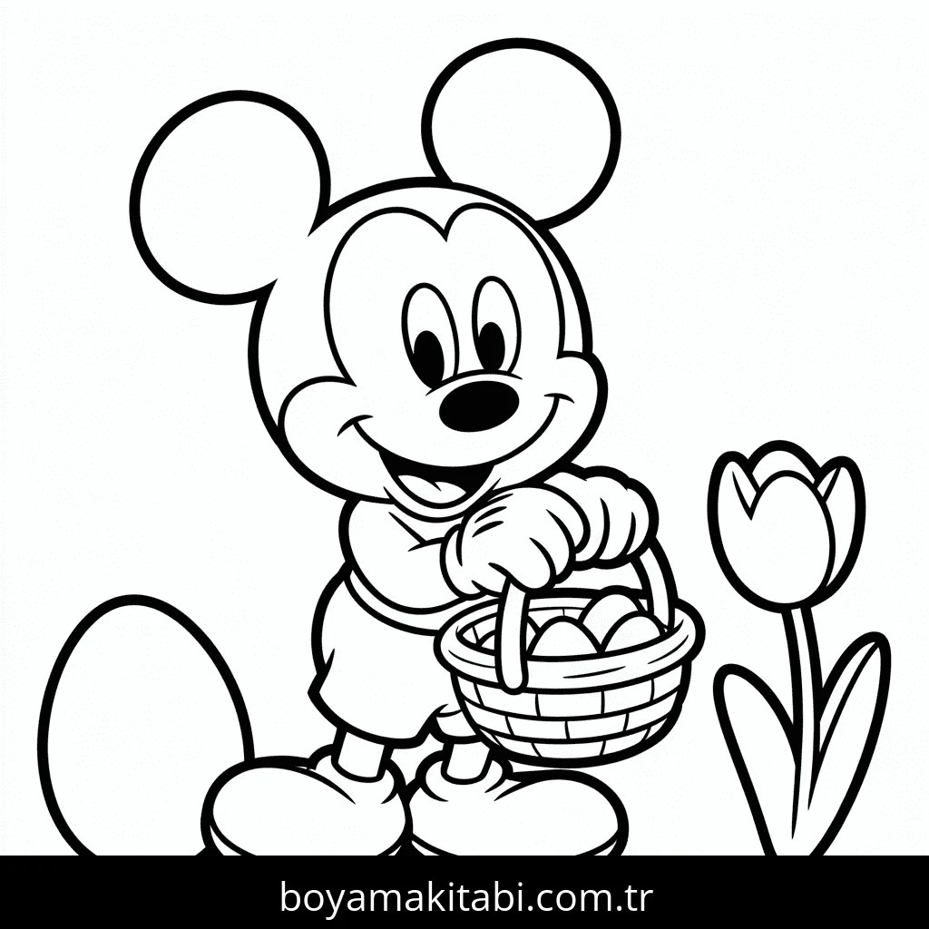 Mickey boyama sayfası – PDF indir, sevimli karakter