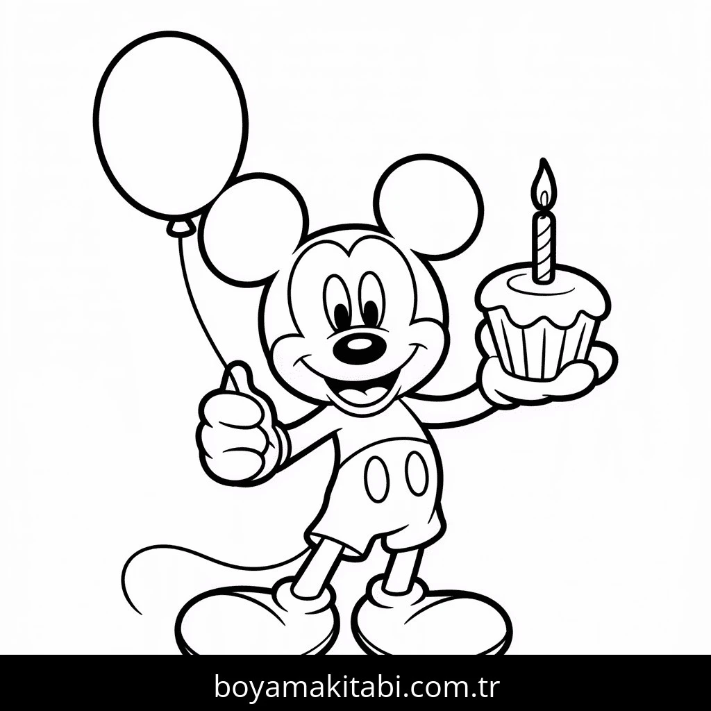 Mickey boyama sayfası – kolay boyama, eğitici aktivite