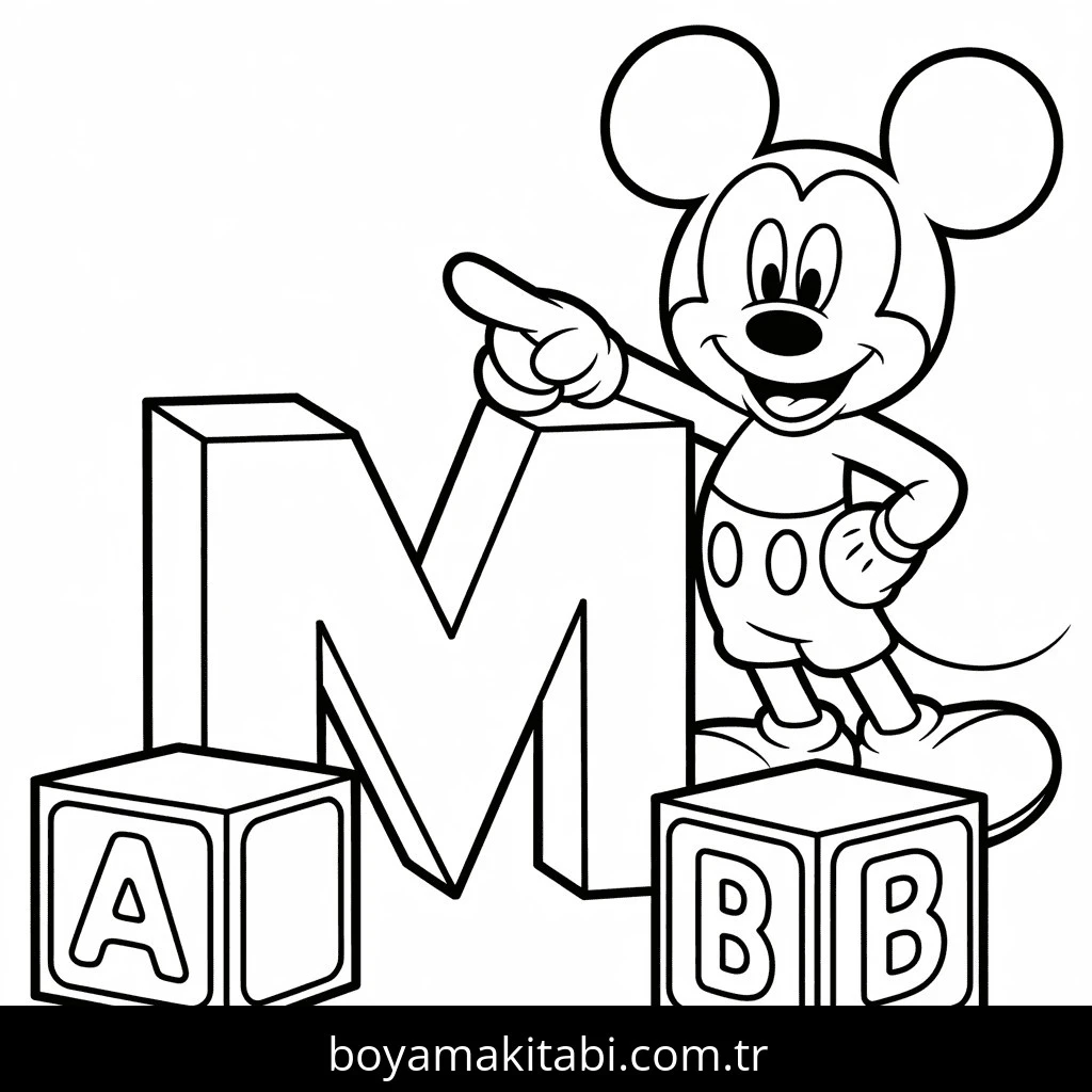 Mickey boyama sayfası – keyifli zaman, renkli çizimler