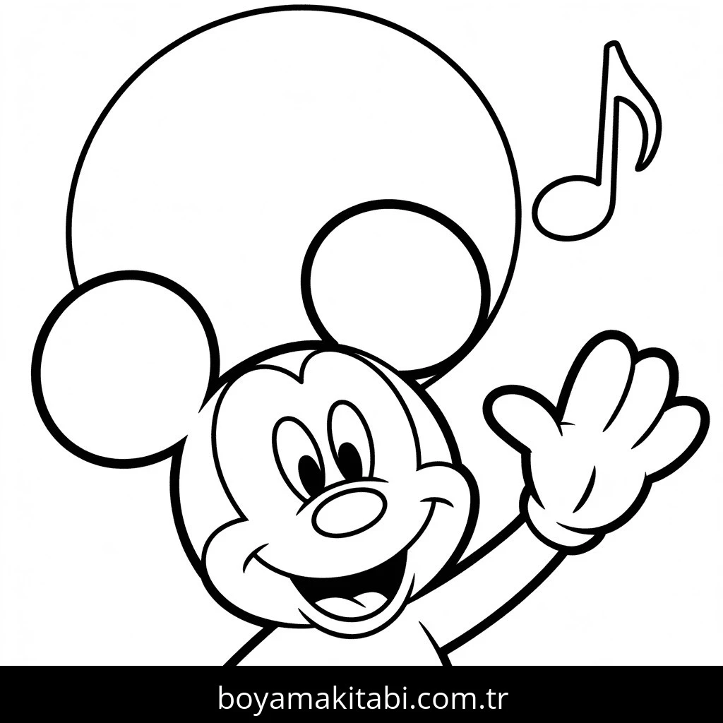 Mickey boyama sayfası – PDF indir, sevimli karakter