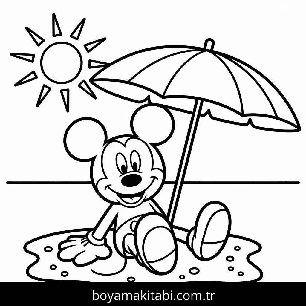 Mickey boyama sayfası – kolay boyama, eğitici aktivite