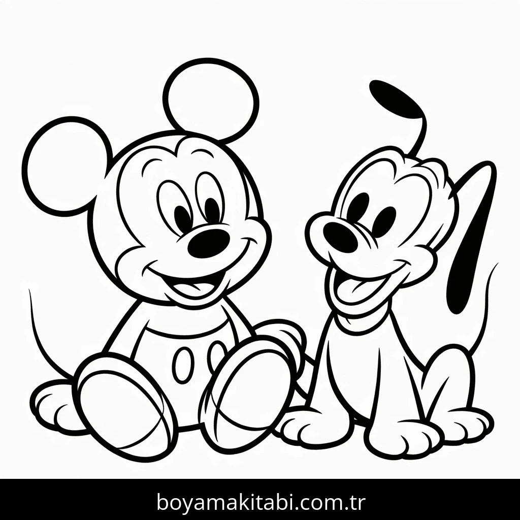 Mickey boyama sayfası – sevimli karakter, sanatsal çalışma