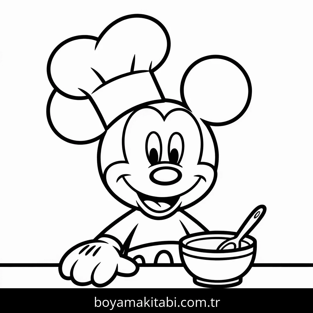 Mickey boyama sayfası – keyifli zaman, renkli çizimler